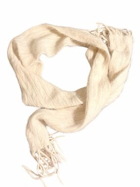 Anthropologie Cream Fringe Wrap Scarf